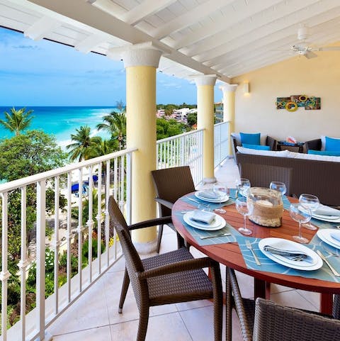 Lounge or dine alfresco on your private terrace for breath-taking views of Dover Beach and the crystal-clear waters of the Caribbean Sea