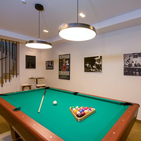 Head down to the basement for a few games of pool or a family movie night