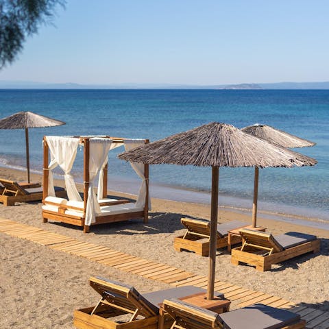 Head down to the resort's private beach for a day of rest and relaxation