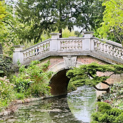 Enjoy a morning stroll through Parc Monceau, not far on foot