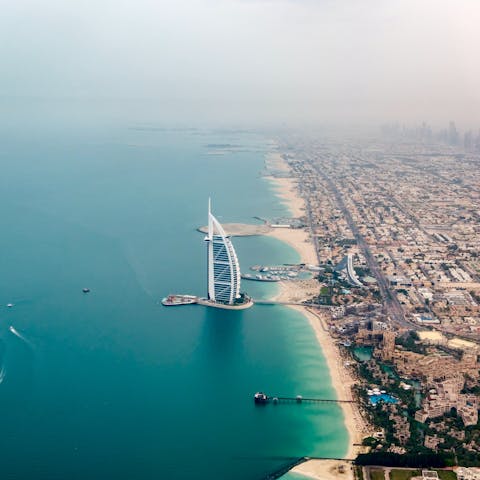 Head for the beaches of the Palm Jumeirah, a short drive away