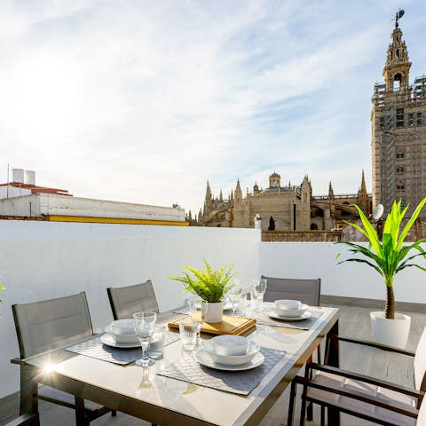 Dine alfresco on the open-air table on the terrace