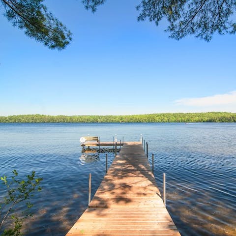 Stay right beside a lake in rural Maine – you can even bring a boat