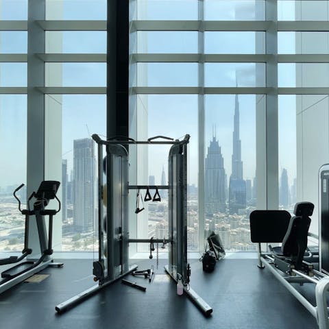 Enjoy a workout session overlooking the Burj Khalifa