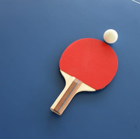 Challenge your loved ones to a game of table tennis at your outdoor ping pong table