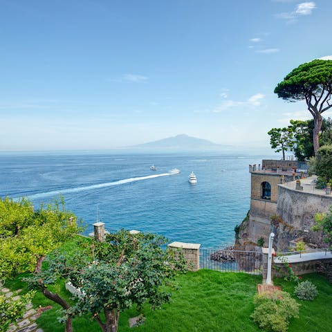 Admire the stunning views over the Bay of Naples to Mount Vesuvius