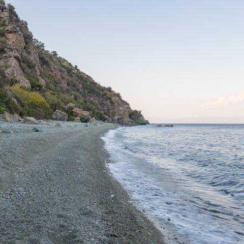 Head down to secluded Kissakas Beach from the villa and swim in the Argolic Gulf