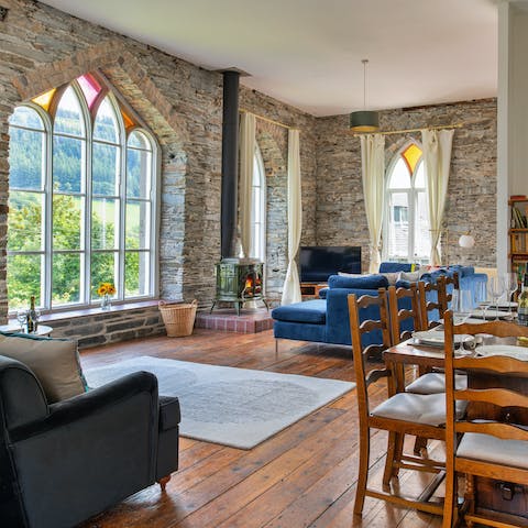 Gaze out at local Snowdonia from the home's original lancet windows