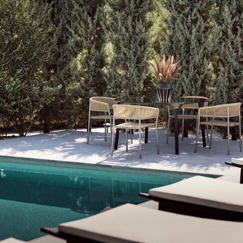 Soak up the sun by the private pool or sip drinks poolside