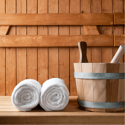 Tend to muscles sore from carving up the slopes in the home's sauna