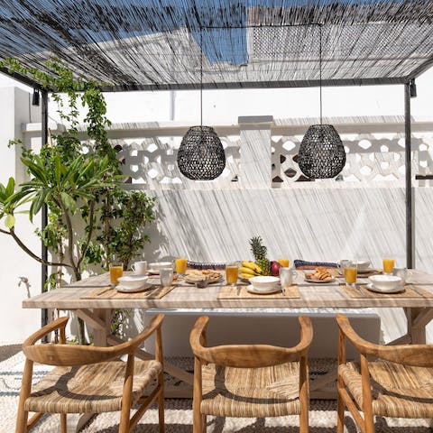 Eat alfresco in the home's stylish courtyard