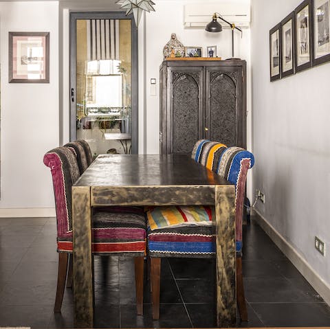 Serve up a spread at the gorgeous rustic dining table