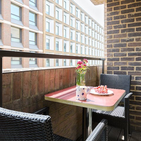 Start mornings with coffee on the private balcony before setting off for a day of sightseeing