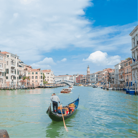 Explore the sights of Venice while enjoying a gondola ride on the canals 