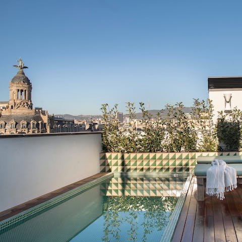 Enjoy a dip in the communal plunge pool on a warm afternoon