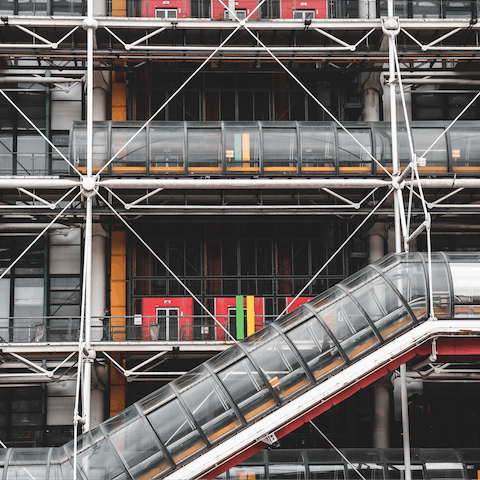 Visit the iconic Centre Pompidou, just over ten minutes away on foot