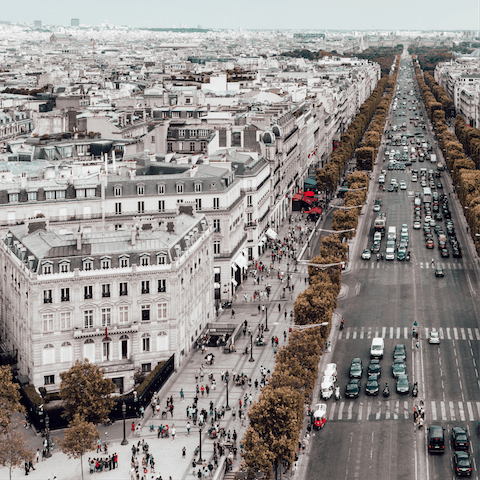 Head out for designer shopping on the Champs-Élysées, three minutes from home
