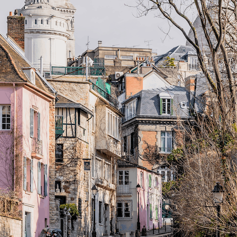 Wind your way up the cobbled streets of  Montmartre – only a twenty–minute walk away