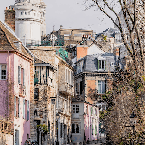 Wind your way up the cobbled streets of Montmartre – only a twenty–minute walk away