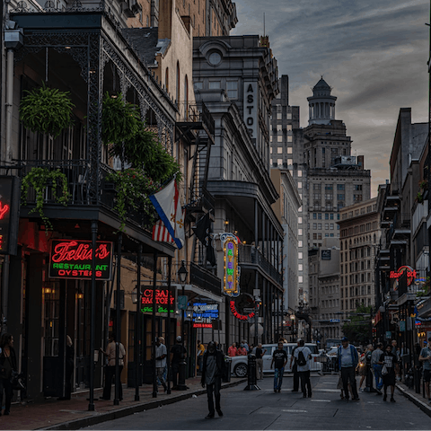 Stay just a short walk from bustling Bourbon Street