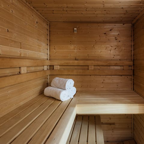 Rejuvenate after a day on the slopes in the steamy sauna