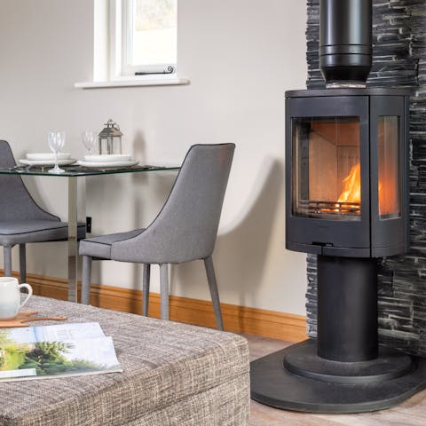 Cosy up in front of the log burner after a day in the great outdoors
