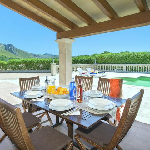 Gather on the terrace for alfresco tapas, followed by cocktails as the sun goes down