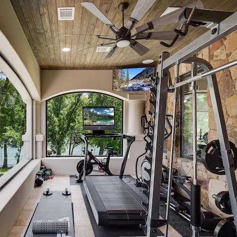 Admire the view of the lake while using the gym