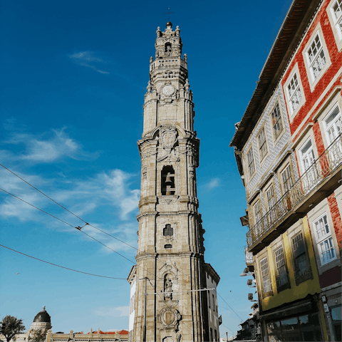 Climb Clérigos Tower – one of Porto's most iconic landmarks – just a five-minute walk from home