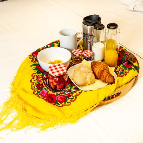 Treat yourself to a lazy breakfast in bed – think coffee and fresh pastries