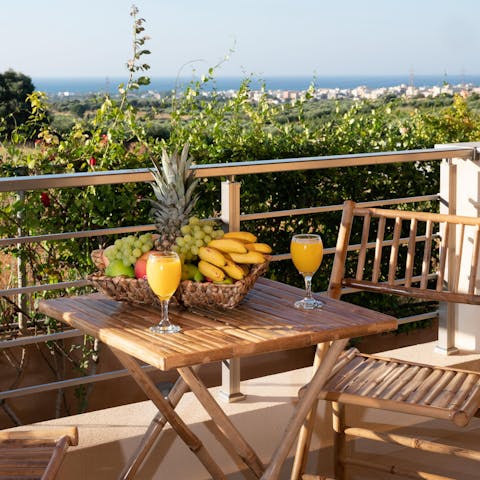 Take your morning coffee out to the terrace to admire the sea views