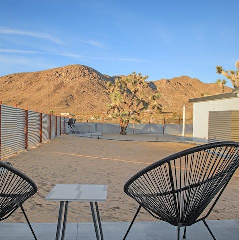 Enjoy breathtaking desert views in the Acapulco chairs