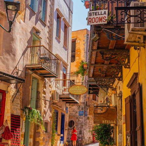 Explore the atmospheric streets of Chania's Old Town all around you