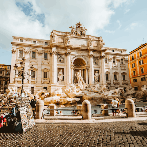 Toss a penny in Trevi Fountain, only a short drive from your doorstep