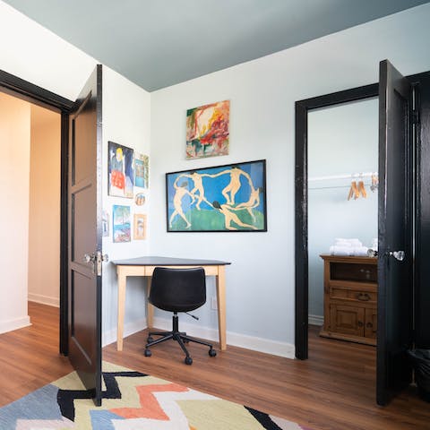 Work from home at the designated desk areas