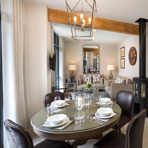 Serve up a warming dinner at the dining area 