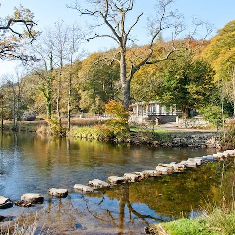 Hop across the stepping stones to get to the other side of the river