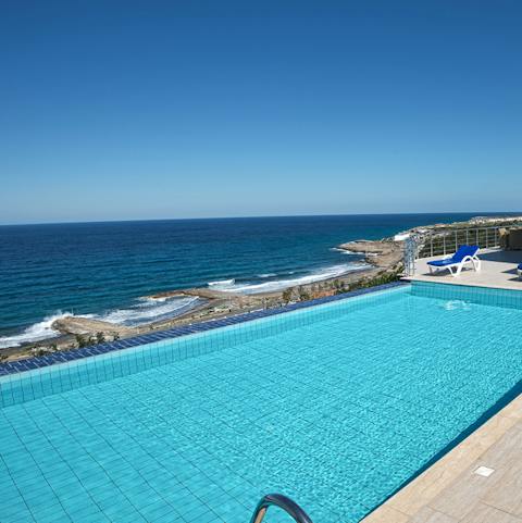 Admire the sea vistas from the private swimming pool