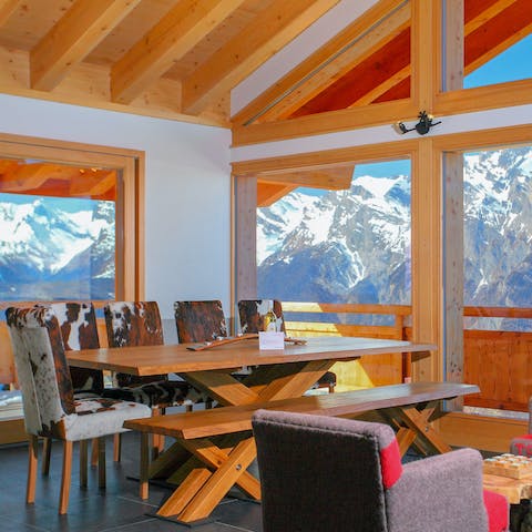 Dine against a beautiful mountain backdrop