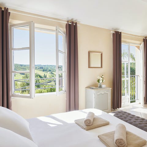 Wake up to sweeping views of the golf course from the Juliet balconies