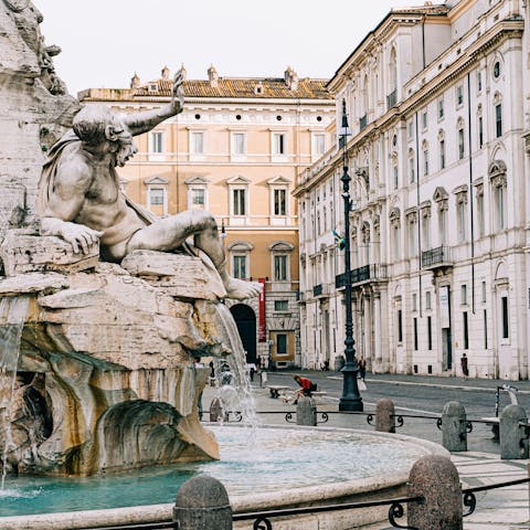 Explore Piazza Navona, a three-minute stroll from this home