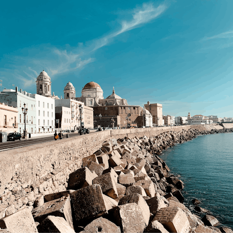 Explore the ancient port city of Cádiz, a 75-kilometre drive away