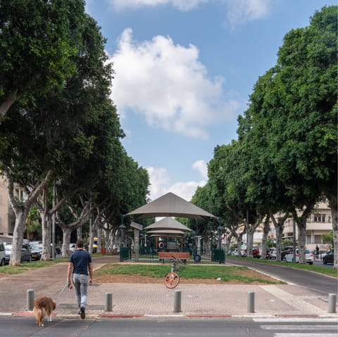Go for a relaxing stroll along Rothschild Boulevard, a short walk from home