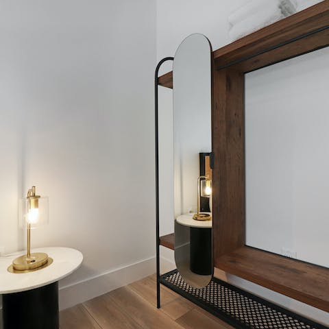 Admire the home's industrial-chic furnishings