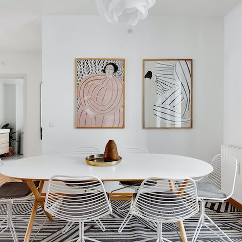 Sit down for a home-made meal in the stylish dining area