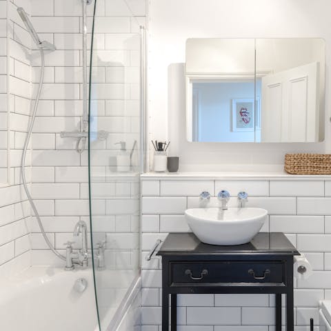 Get ready for an evening out in Putney in the stylish bathroom