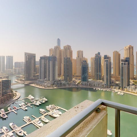 Admire the vistas over Dubai Marina from your private balcony