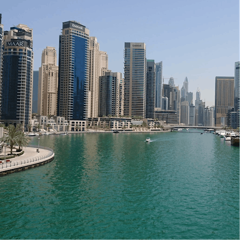 Stay in Dubai Marina, just five minutes from the beach