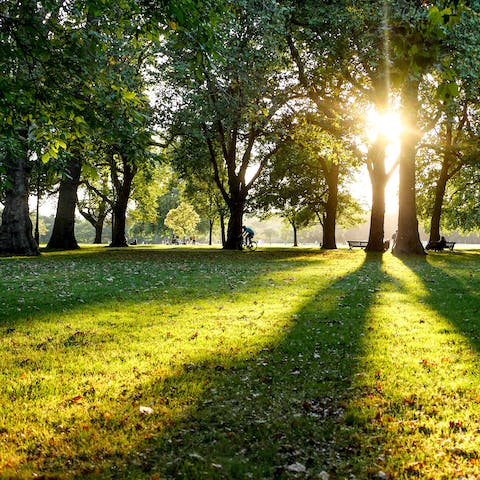 Take a fifteen-minute stroll to the green spaces of Hyde Park