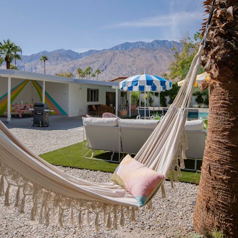 Admire views of the San Jacinto Mountains from the hammock